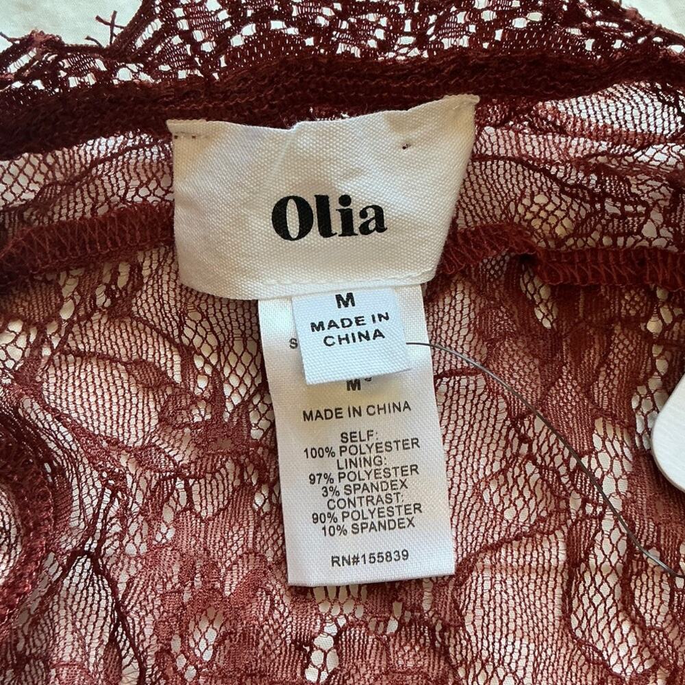 NWT Olia Late Night Lace Bodysuit Medium Amber/Umber - Picture 3 of 5